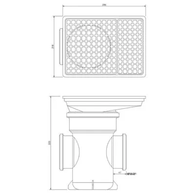 110mm Back Inlet Bottle Gully Rectangular Grid