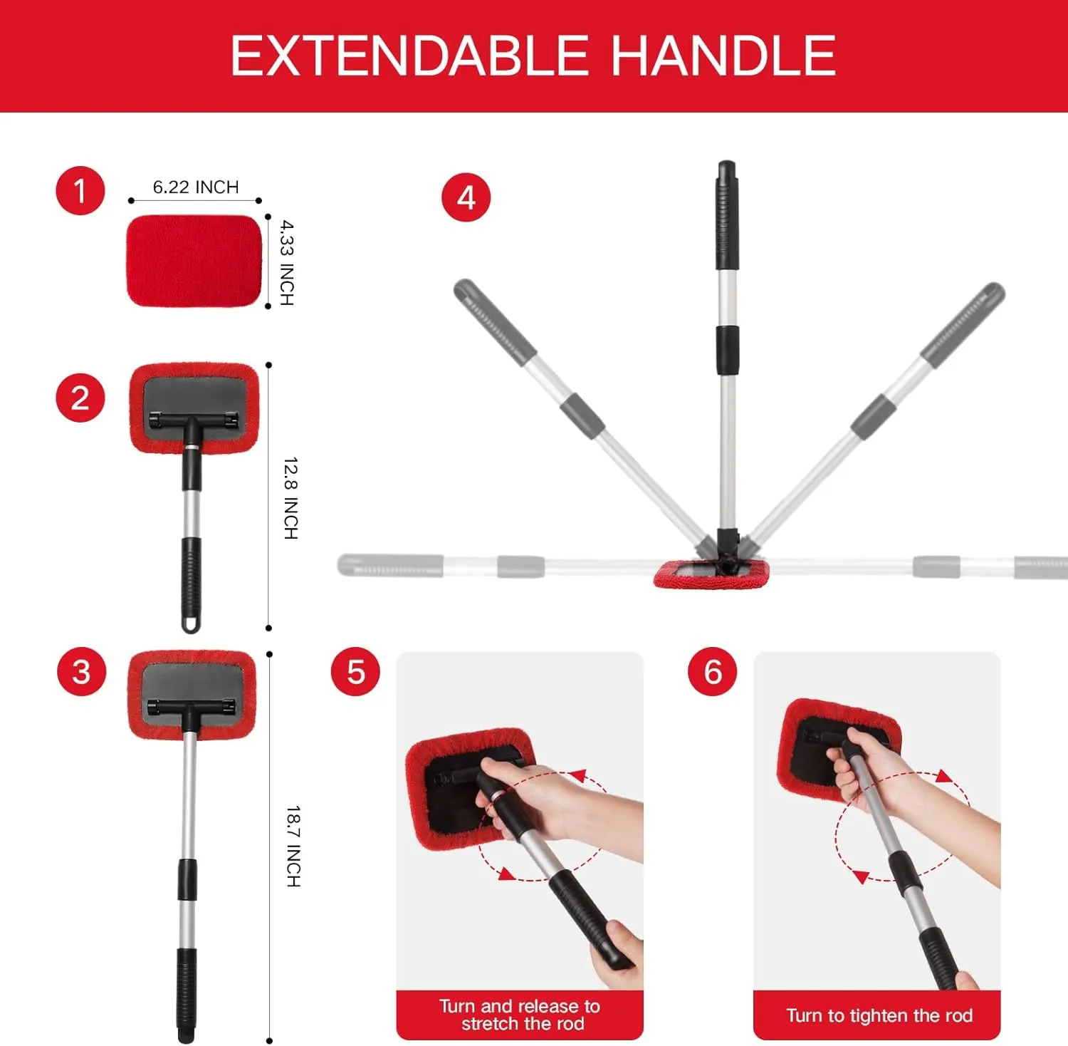 11Pcs Windshield Cleaner Tool, Car Window Cleaning Wash Kit with 6 Reusable Micr