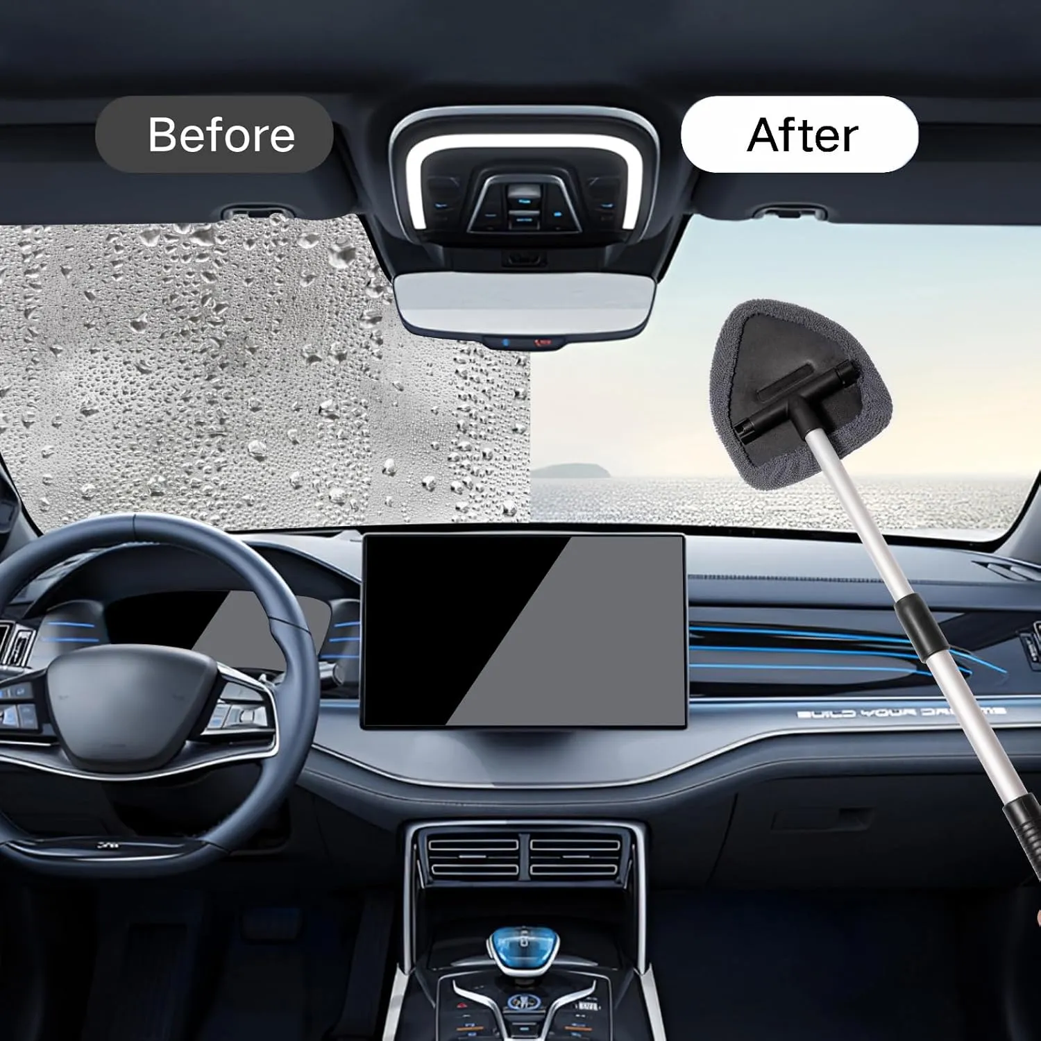 11Pcs Windshield Cleaner Tool, Car Window Cleaning Wash Kit with 6 Reusable Micr