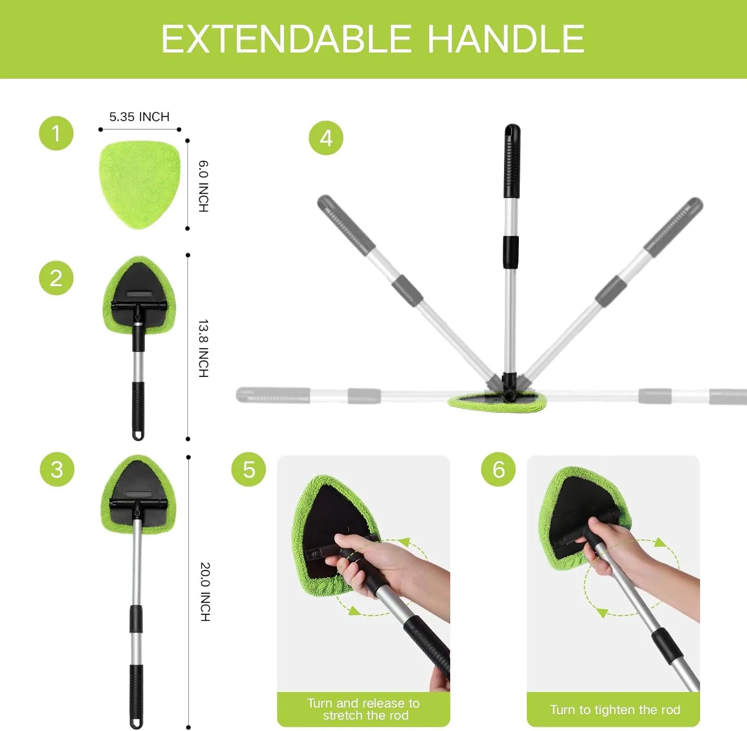 11Pcs Windshield Cleaner Tool, Car Window Cleaning Wash Kit with 6 Reusable Micr