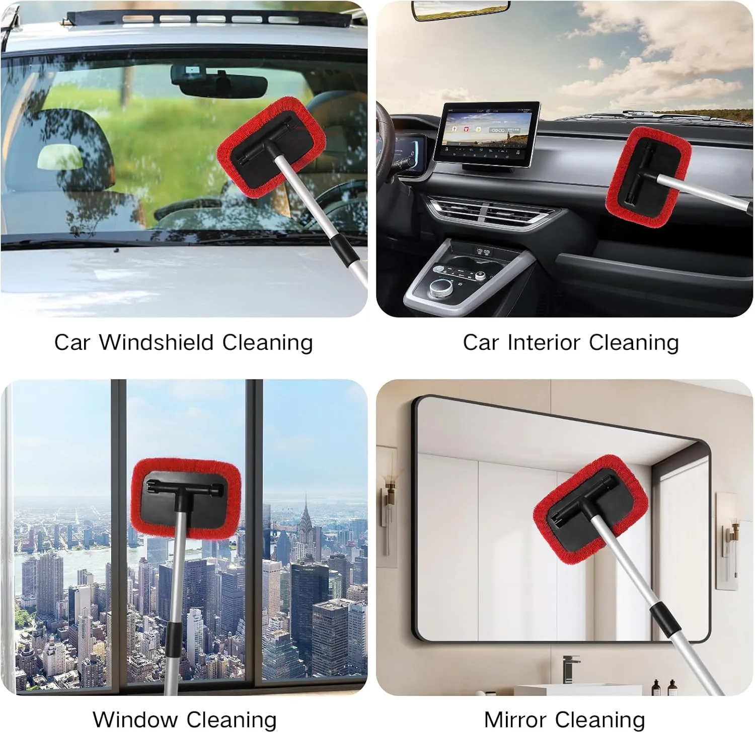 11Pcs Windshield Cleaner Tool, Car Window Cleaning Wash Kit with 6 Reusable Micr