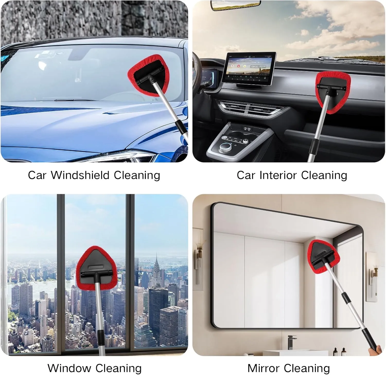 11Pcs Windshield Cleaner Tool, Car Window Cleaning Wash Kit with 6 Reusable Micr