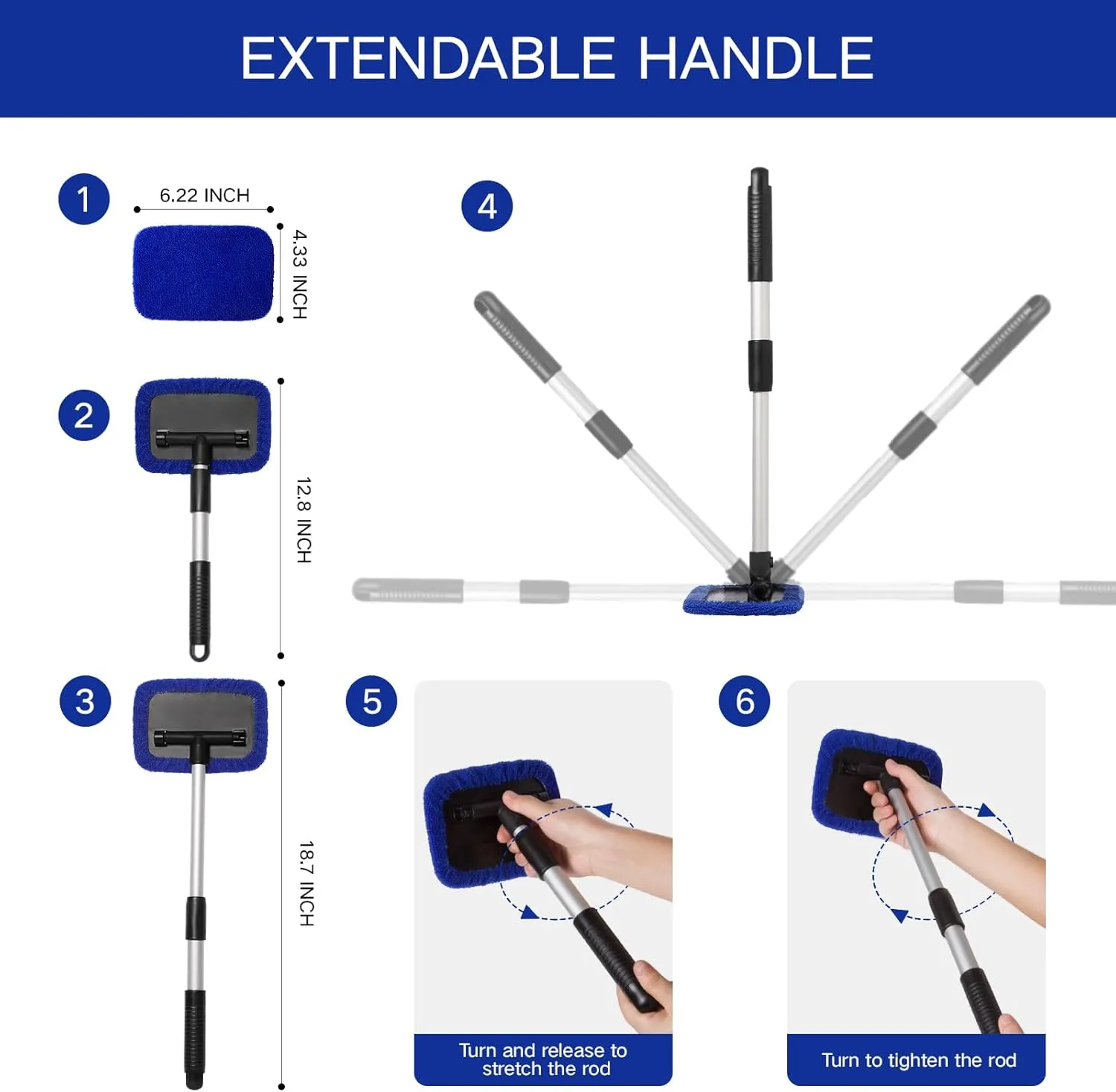 11Pcs Windshield Cleaner Tool, Car Window Cleaning Wash Kit with 6 Reusable Micr
