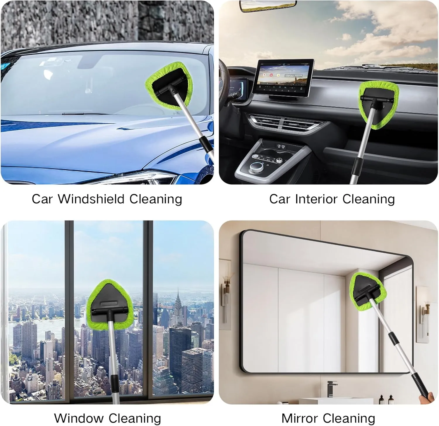 11Pcs Windshield Cleaner Tool, Car Window Cleaning Wash Kit with 6 Reusable Micr