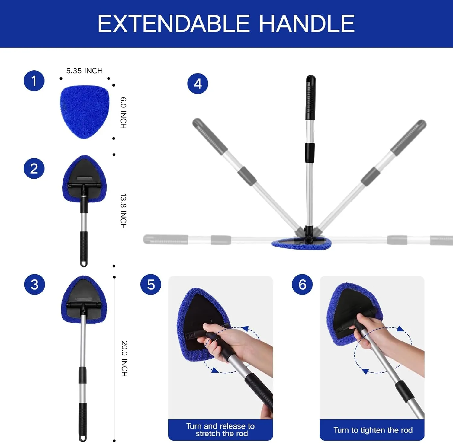 11Pcs Windshield Cleaner Tool, Car Window Cleaning Wash Kit with 6 Reusable Micr