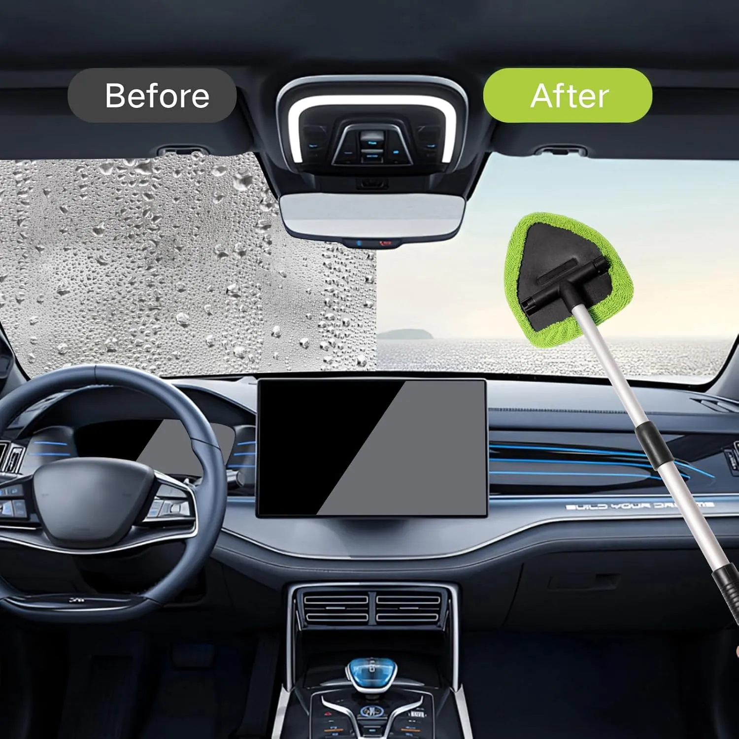 11Pcs Windshield Cleaner Tool, Car Window Cleaning Wash Kit with 6 Reusable Micr