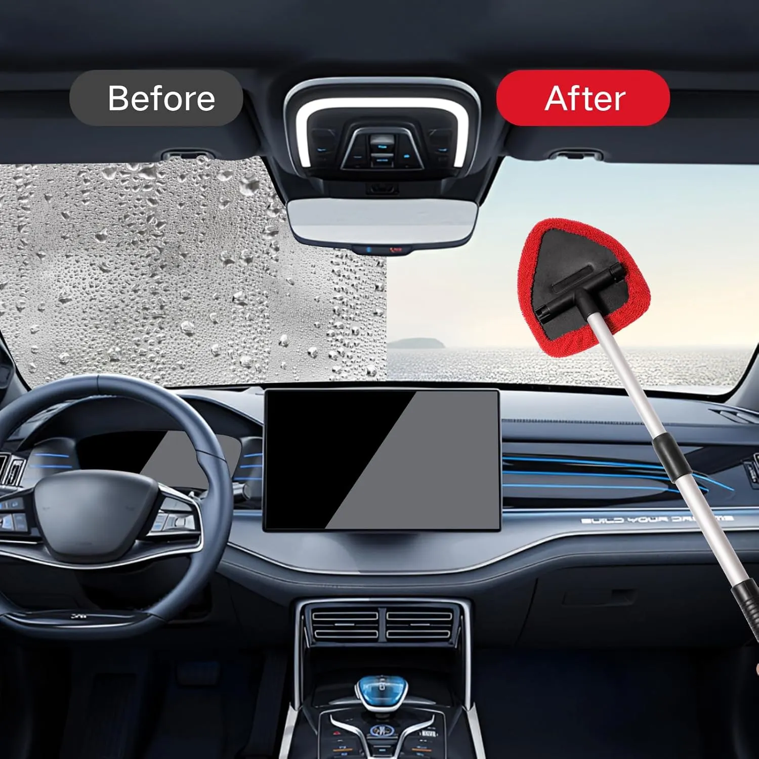11Pcs Windshield Cleaner Tool, Car Window Cleaning Wash Kit with 6 Reusable Micr