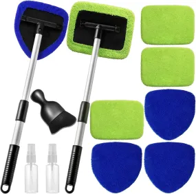 11Pcs Windshield Cleaner Tool, Car Window Cleaning Wash Kit with 6 Reusable Micr