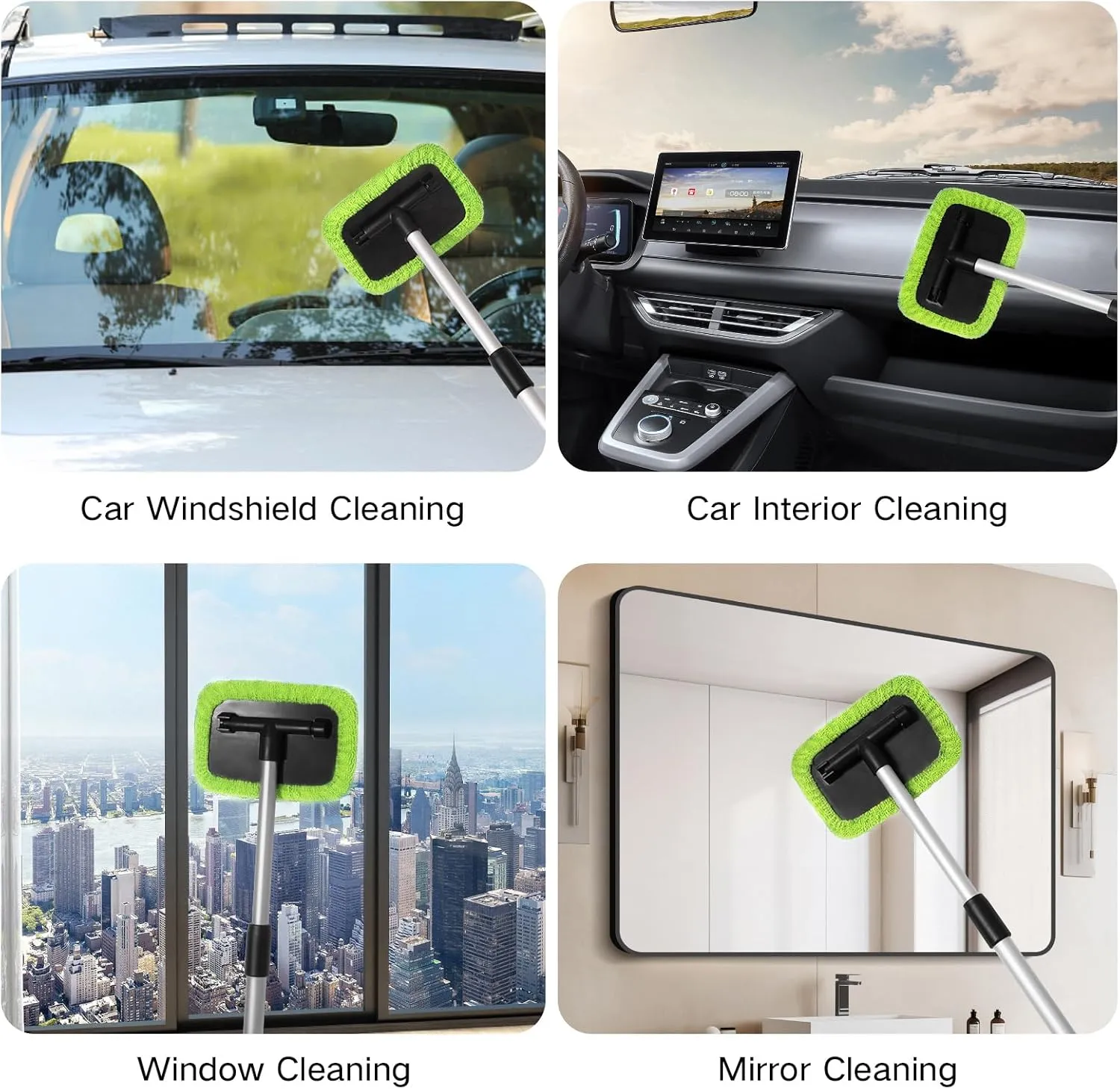 11Pcs Windshield Cleaner Tool, Car Window Cleaning Wash Kit with 6 Reusable Micr