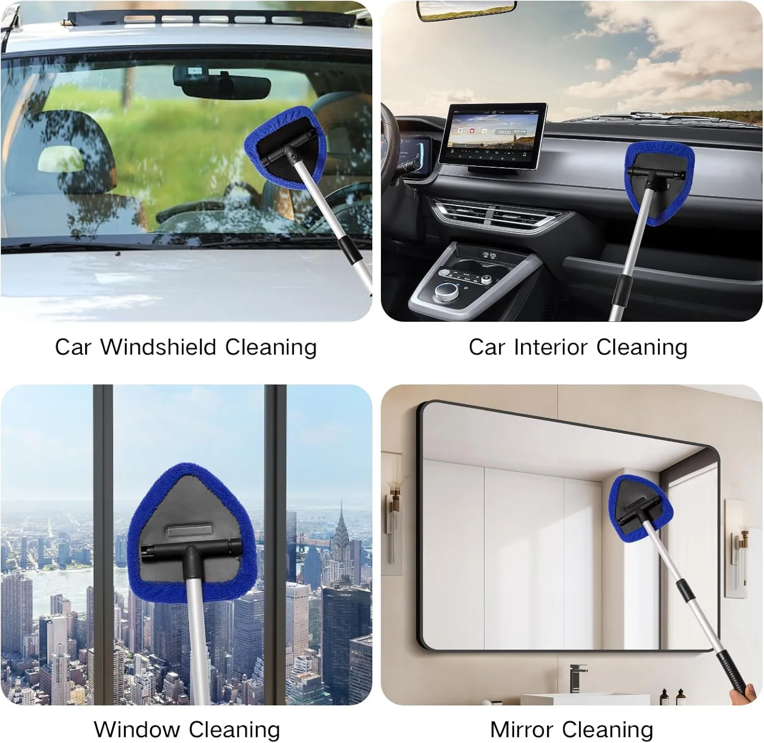 11Pcs Windshield Cleaner Tool, Car Window Cleaning Wash Kit with 6 Reusable Micr