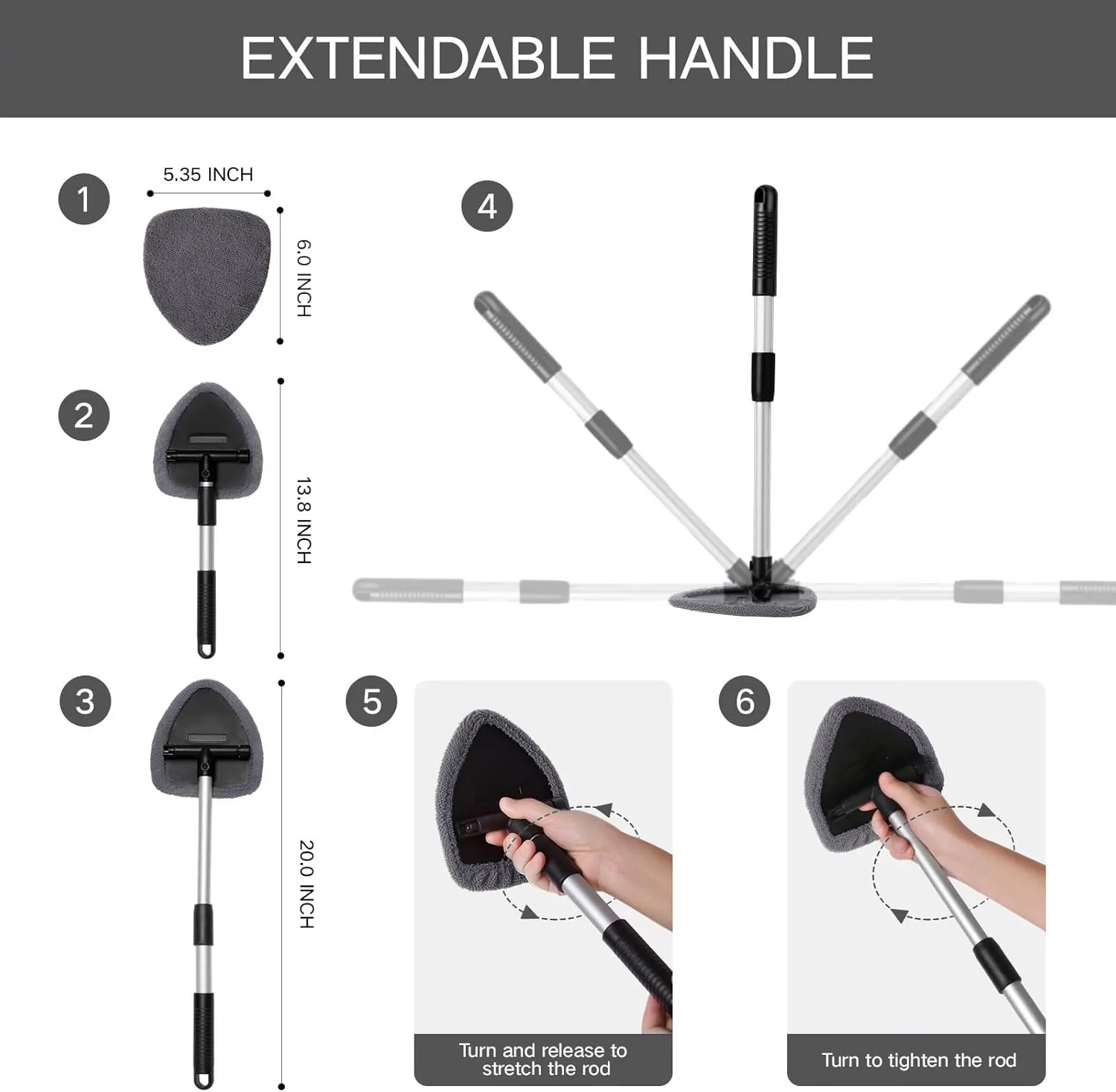 11Pcs Windshield Cleaner Tool, Car Window Cleaning Wash Kit with 6 Reusable Micr