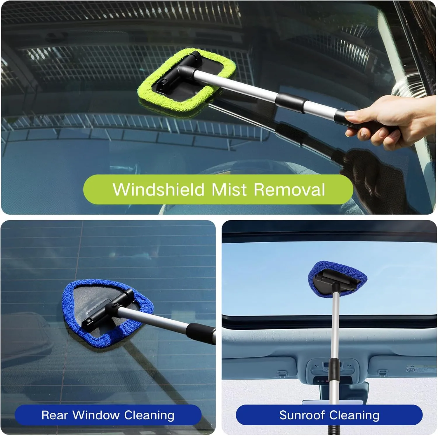 11Pcs Windshield Cleaner Tool, Car Window Cleaning Wash Kit with 6 Reusable Micr