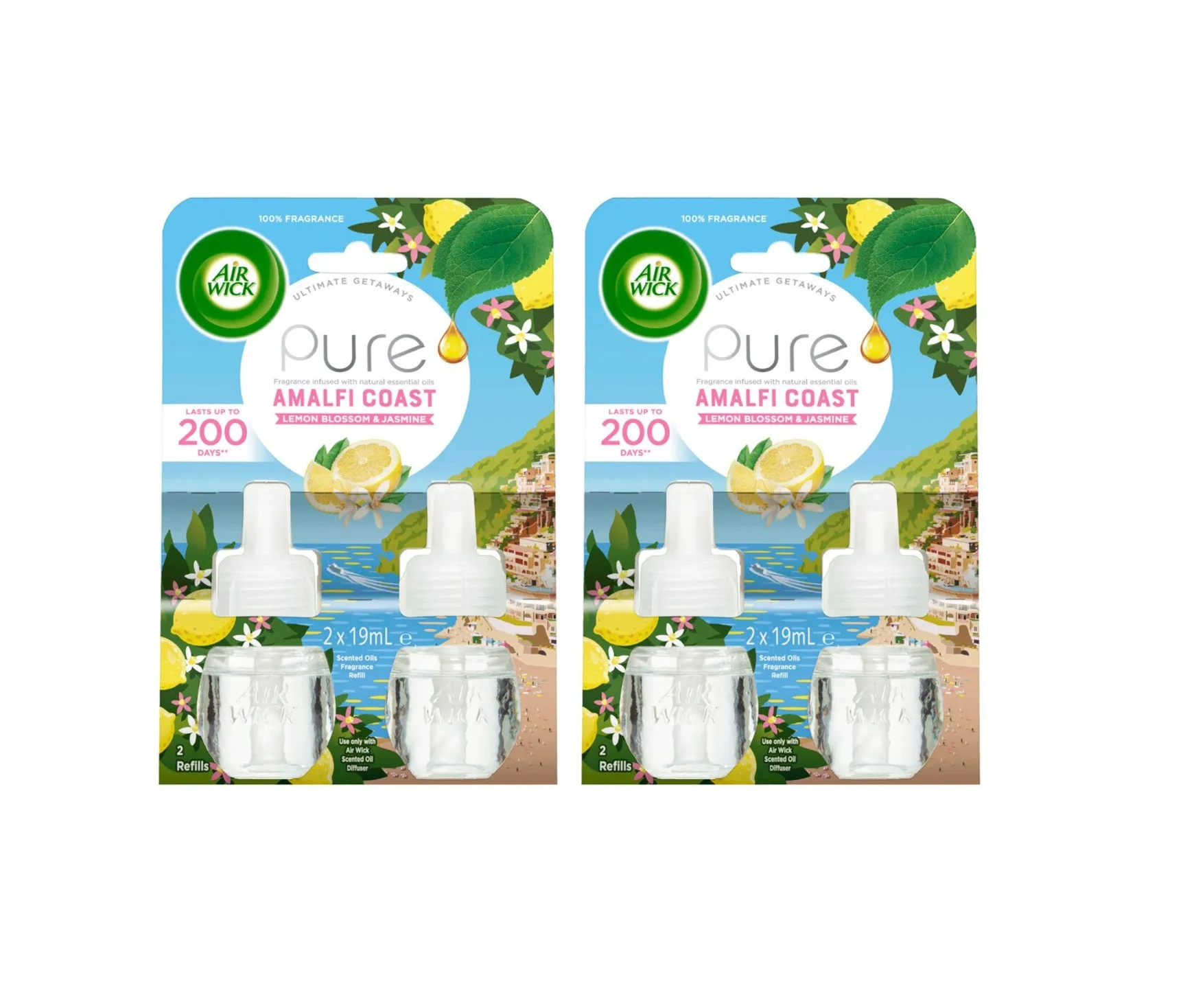 2 Pack Air Wick Amalfi Coast Plug In Diffuser Refill 19ml 4x refill