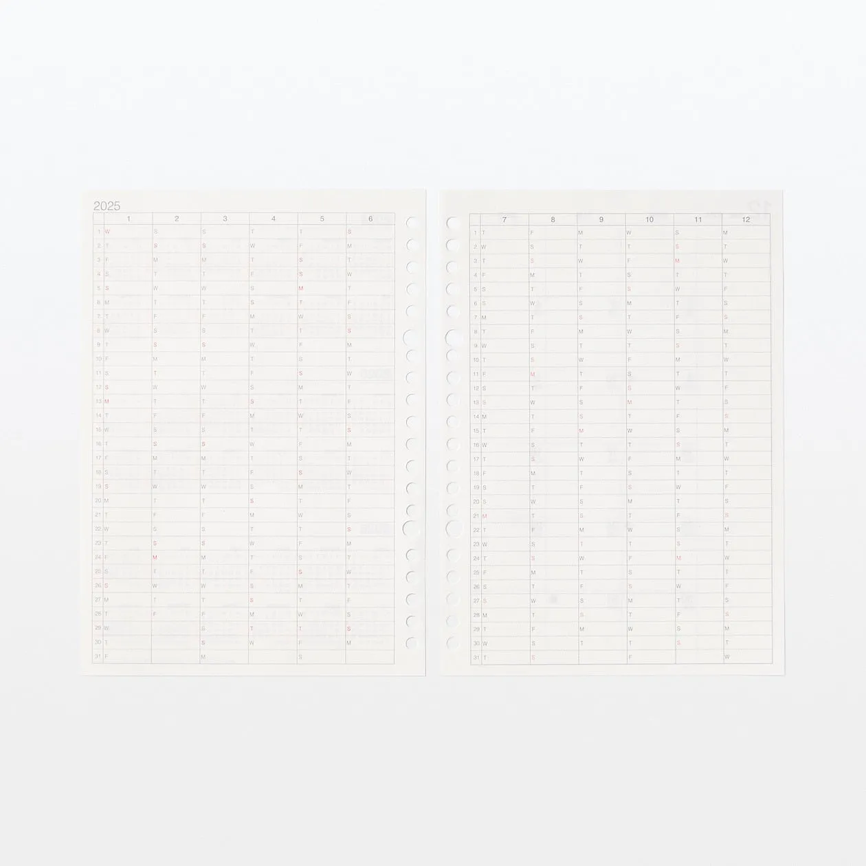 2025 Loose Leaf Paper Refill - Monthly Planner