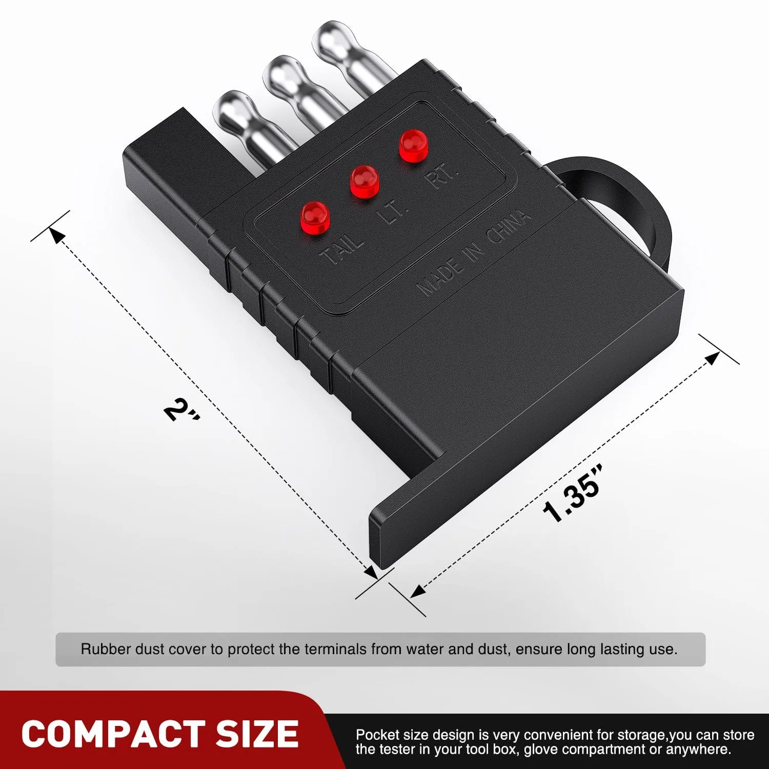 4 Way Flat LED Indicator Trailer Tester for Turn Signal Tail & Reverse Lights