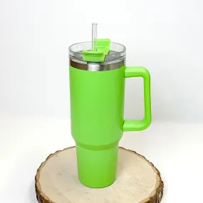 40 oz Tumbler with Handle in Lime Green