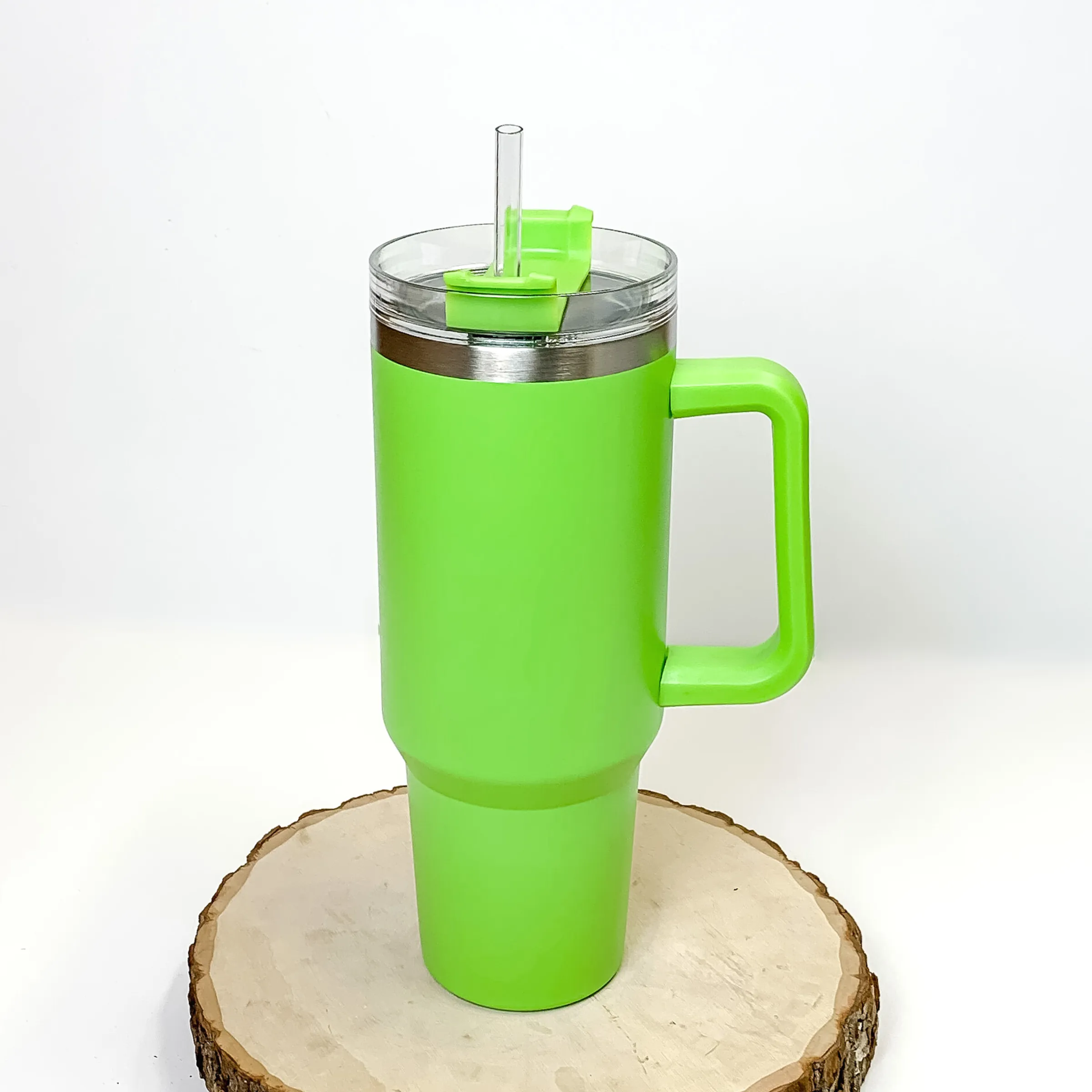 40 oz Tumbler with Handle in Lime Green