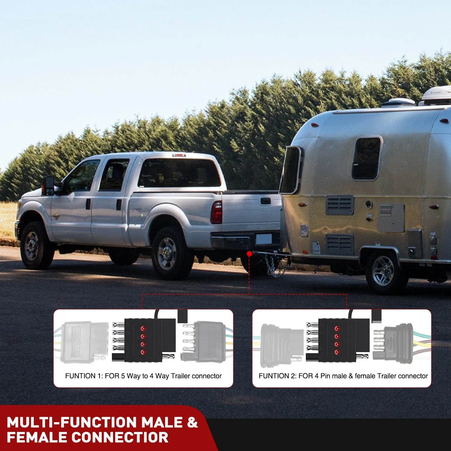 5 Way Flat LED Indicator Trailer Tester for Turn Signal Tail & Reverse Lights