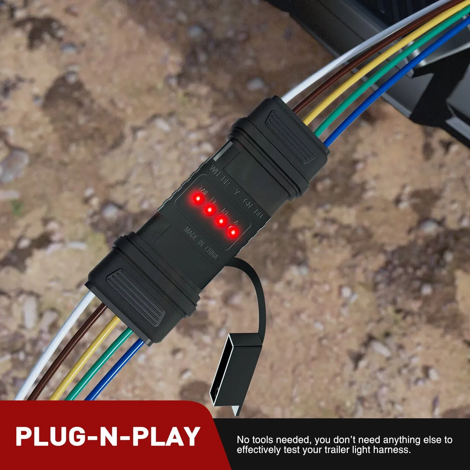 5 Way Flat LED Indicator Trailer Tester for Turn Signal Tail & Reverse Lights