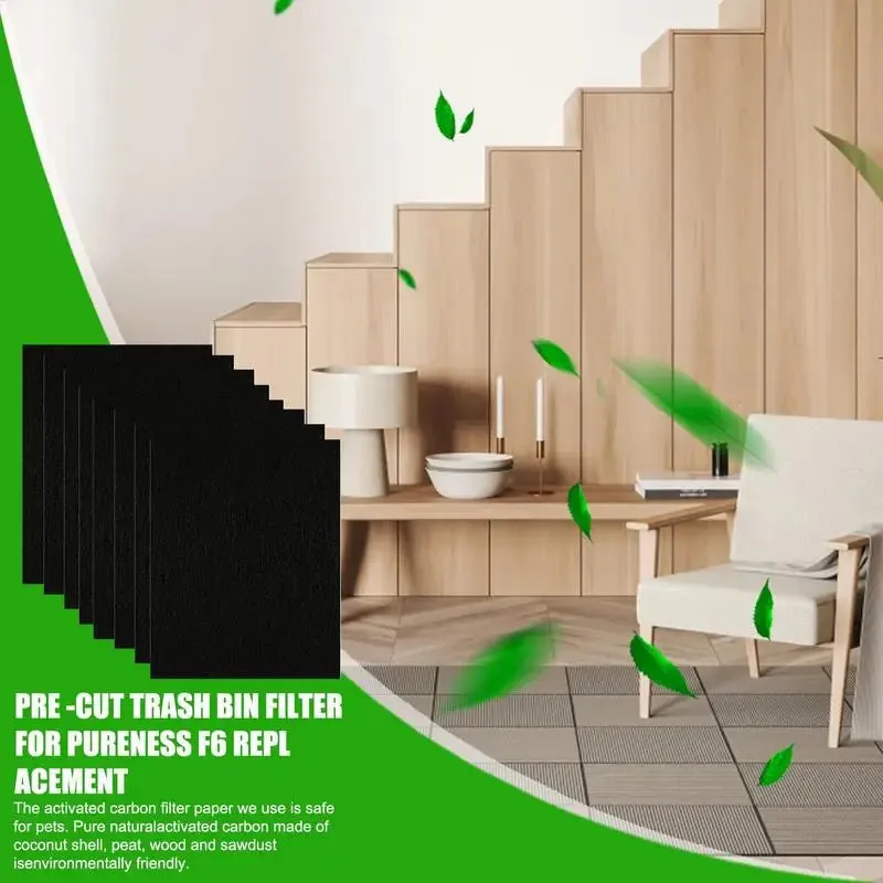 8Pcs Charcoal Filter Pads for Household Trash Cans