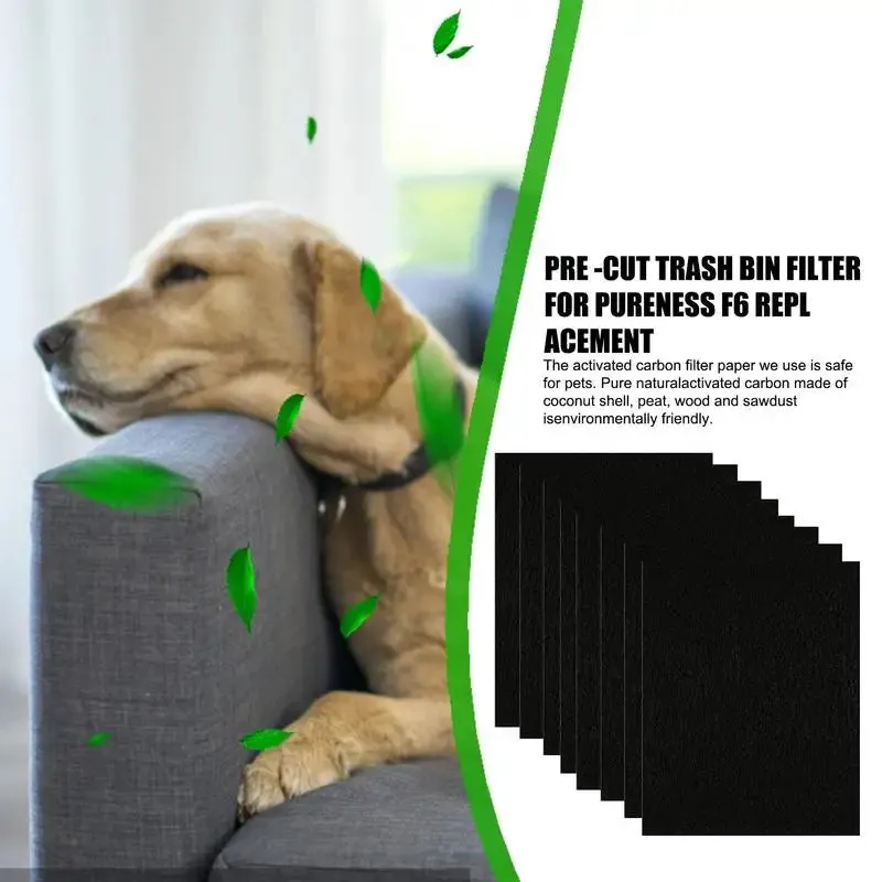 8Pcs Charcoal Filter Pads for Household Trash Cans