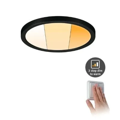 Areo VariFit Round LED Recessed Panel 230mm 3 Step Dim To Warm - Black