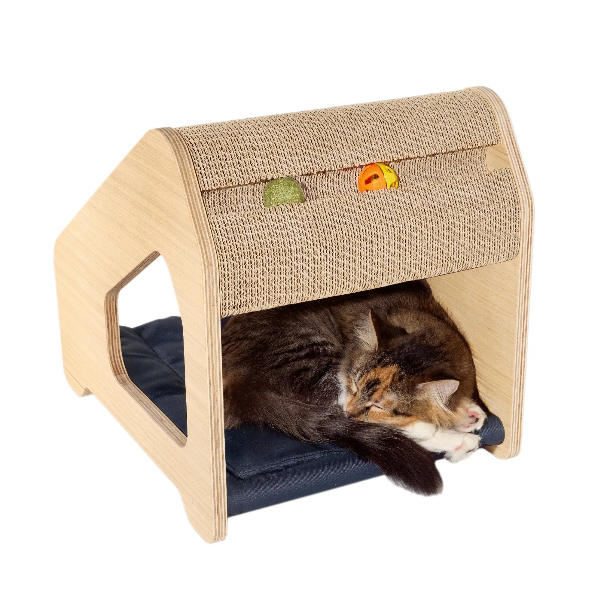Ascentials by FurHaven Chalet Angled Scratching House (16”), Compact Cat Hideaway