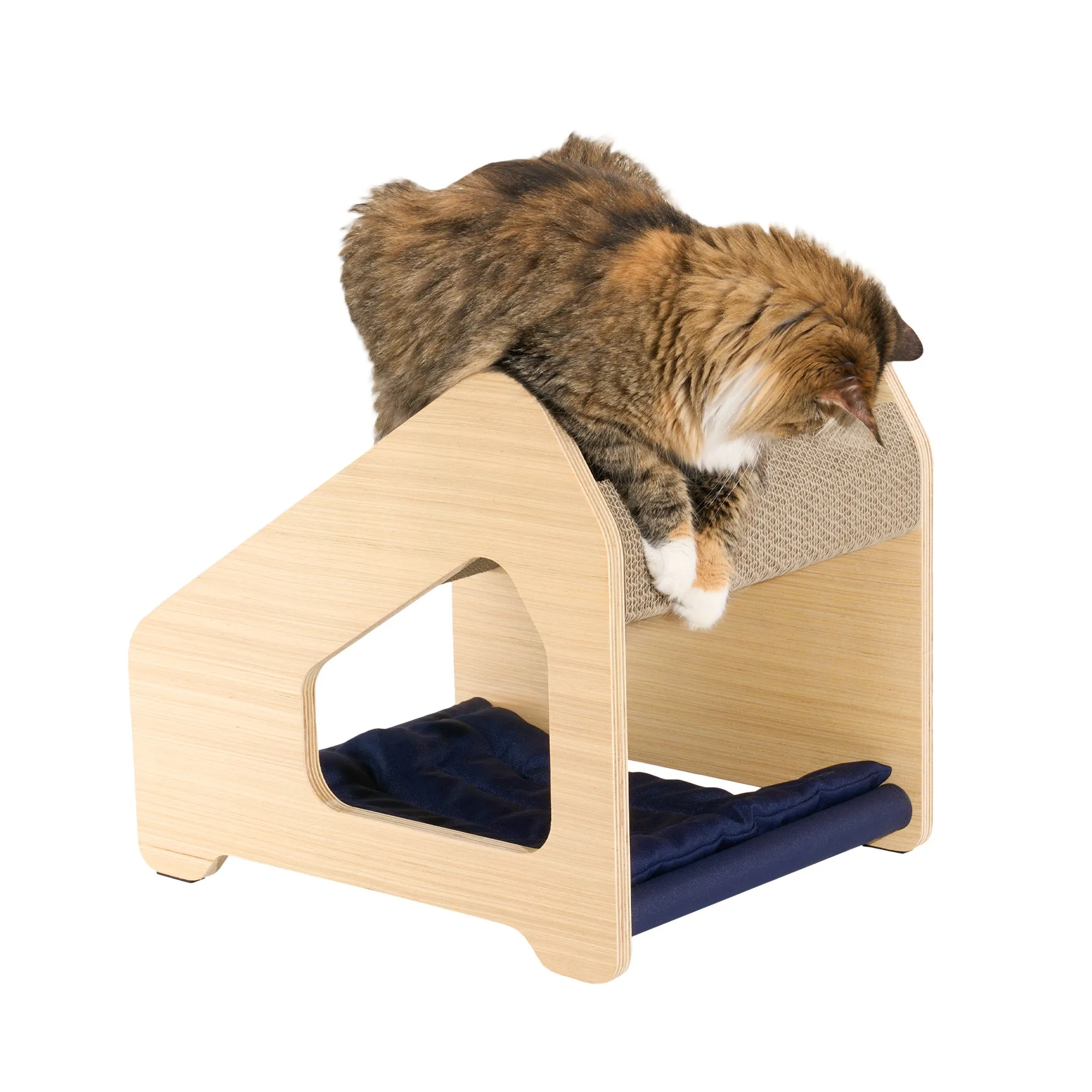 Ascentials by FurHaven Chalet Angled Scratching House (16”), Compact Cat Hideaway