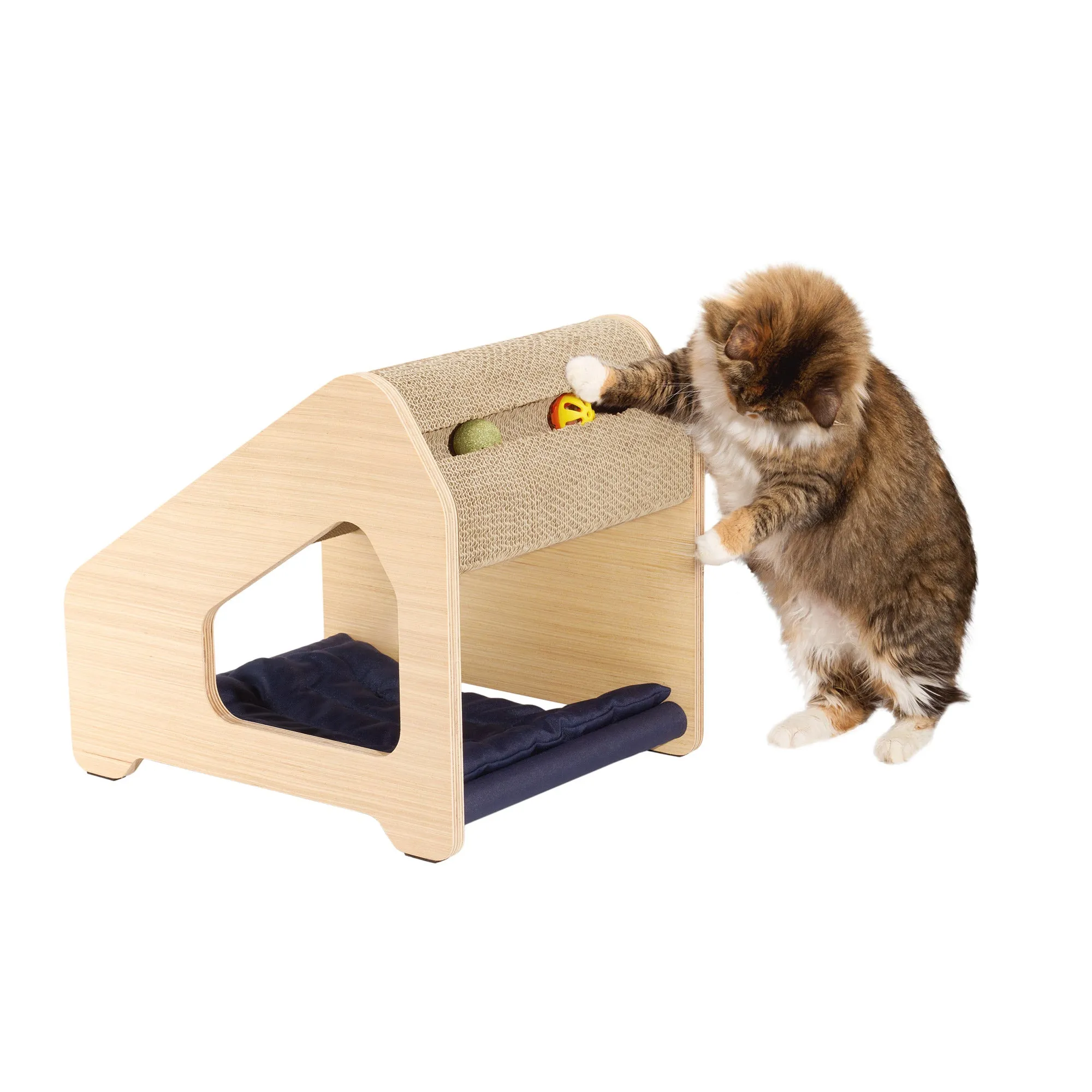Ascentials by FurHaven Chalet Angled Scratching House (16”), Compact Cat Hideaway