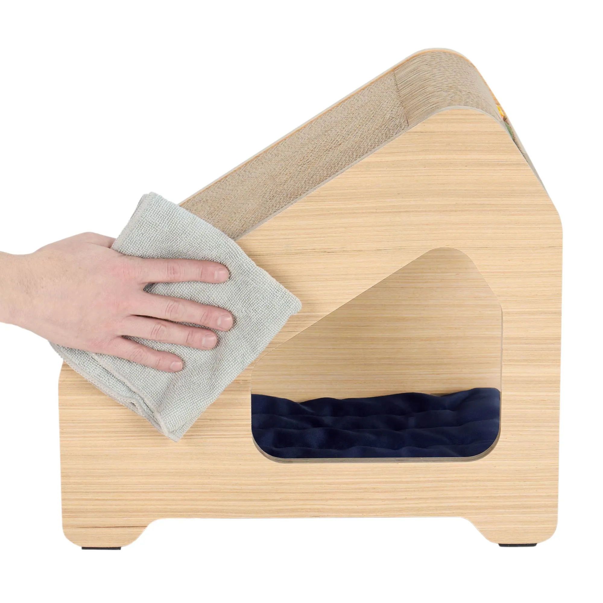 Ascentials by FurHaven Chalet Angled Scratching House (16”), Compact Cat Hideaway