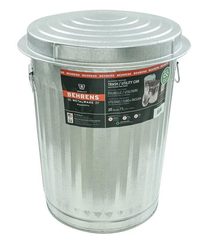 Behrens 1211 Trash Can, 20 gal Capacity, Steel :EA: QUANTITY: 1