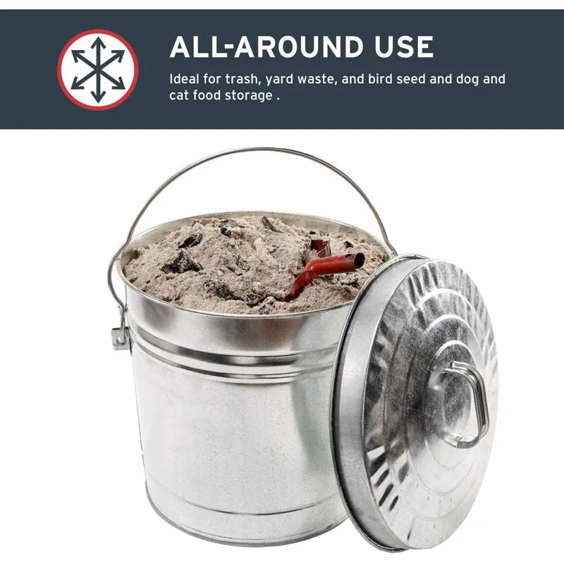 Behrens 6 gal Silver Galvanized Steel Garbage Can Lid Included Animal Proof/Animal Resistant