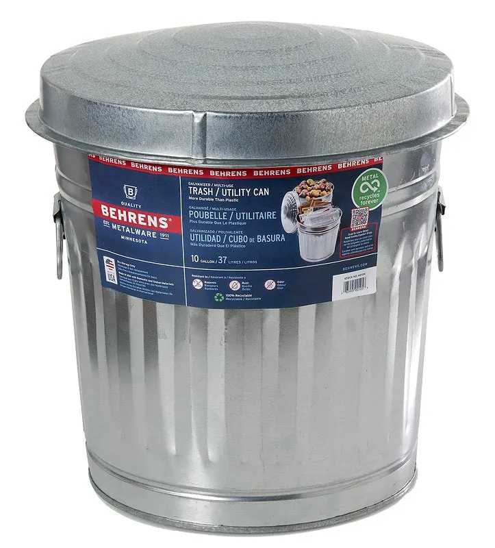 Behrens 6210 Trash Can, 10 gal Capacity, Steel :EA: QUANTITY: 1