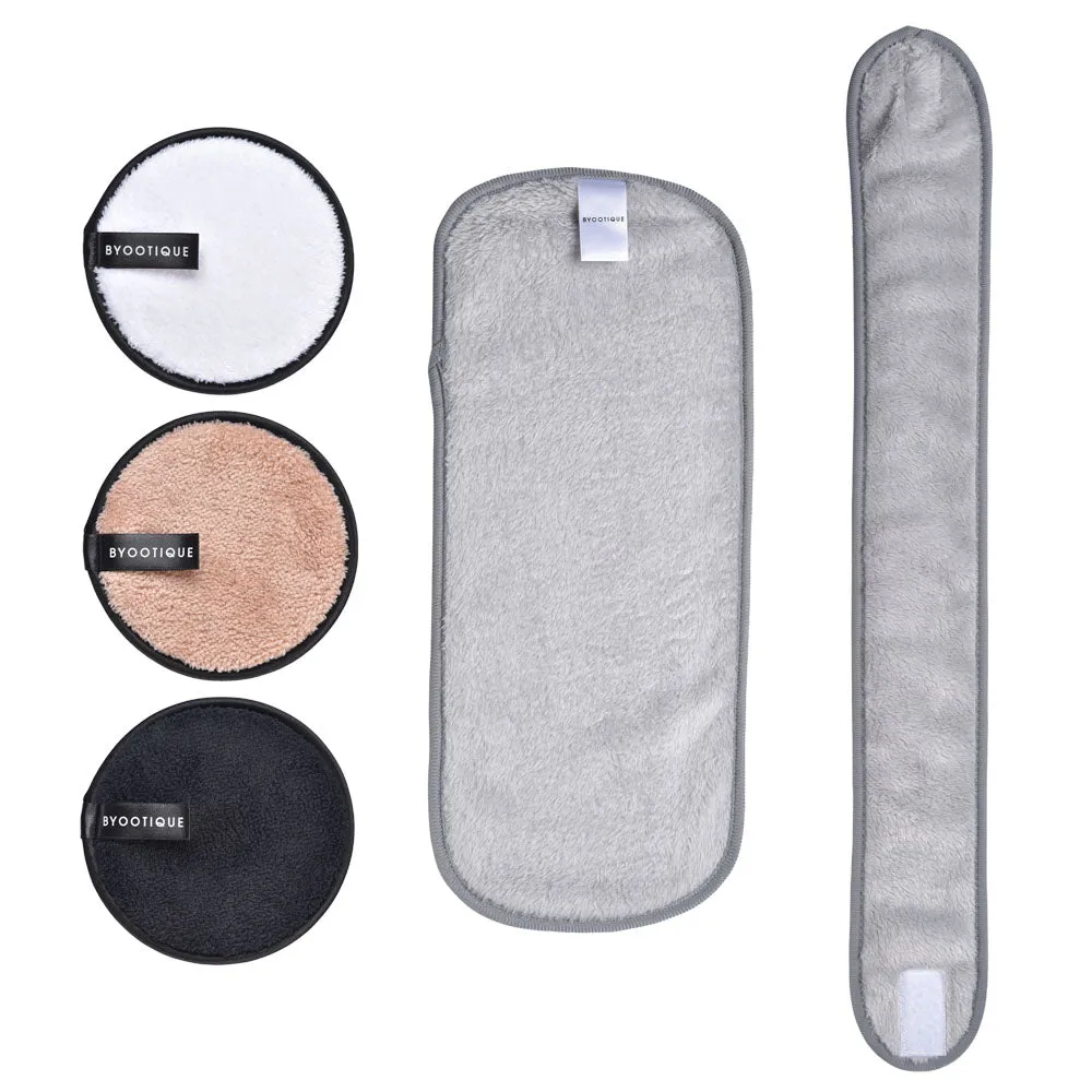 Byootique Makeup Remover Kit Reusable Cleaning (Pads Headband Towel)