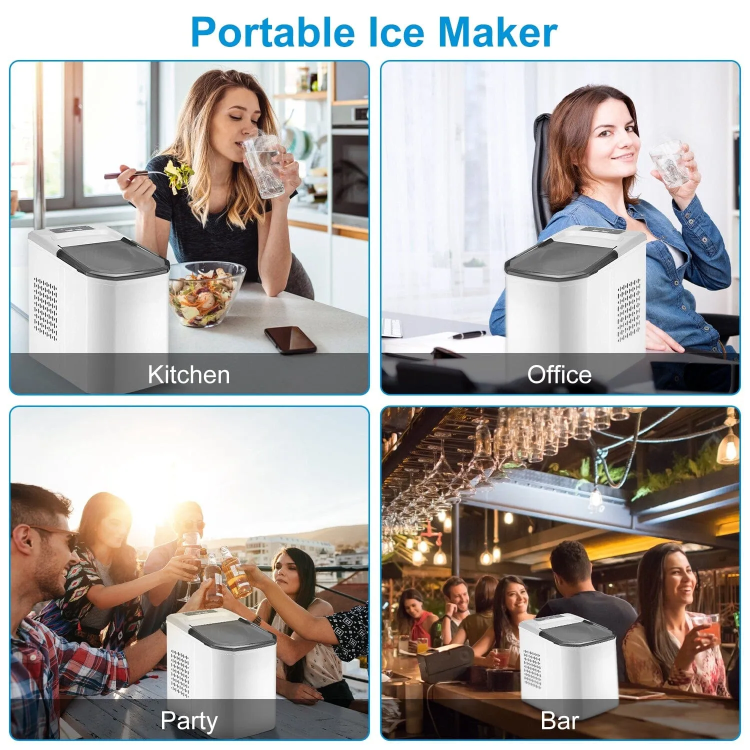 Electric Countertop Ice Make with Ice Scoop Basket Self Cleaning