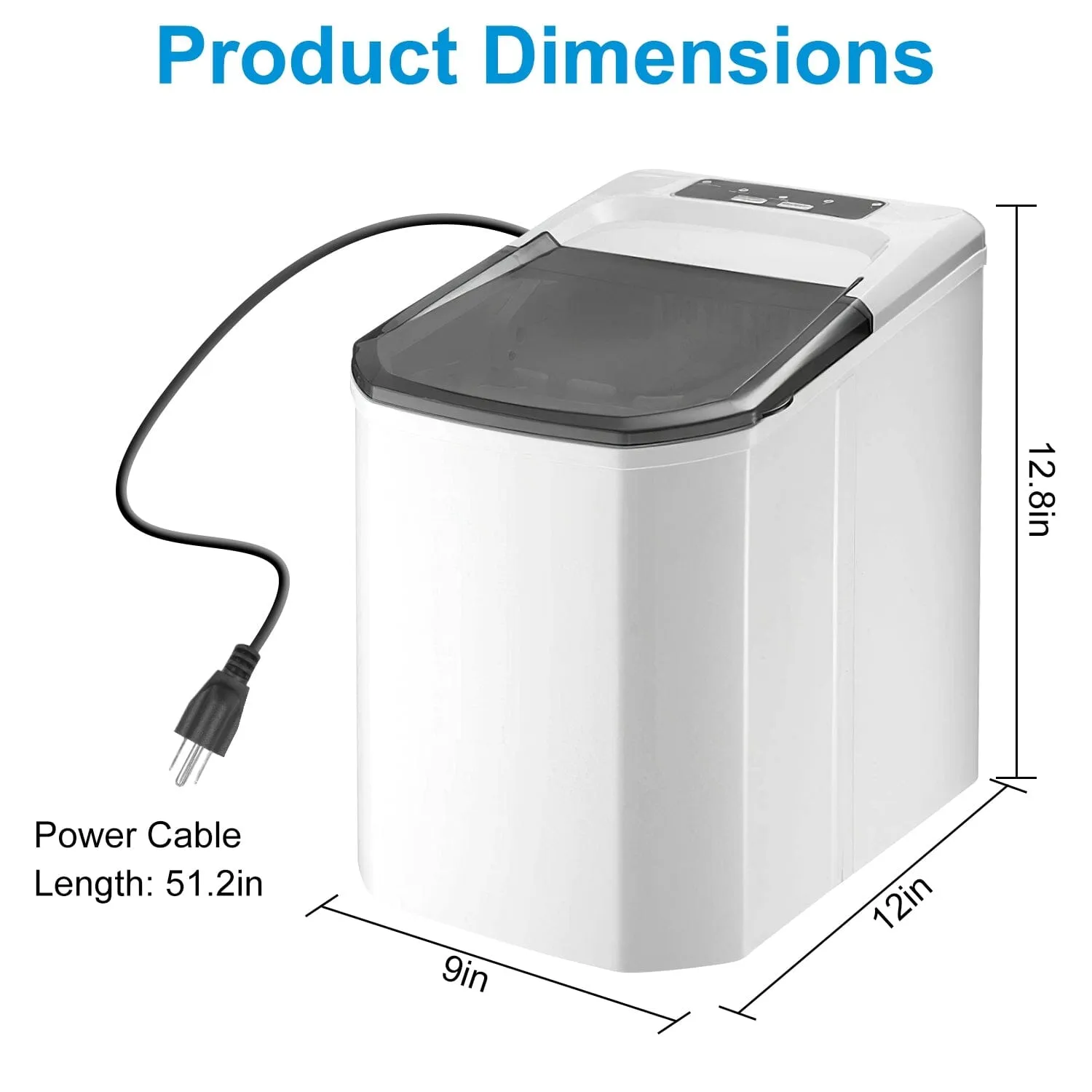 Electric Countertop Ice Make with Ice Scoop Basket Self Cleaning