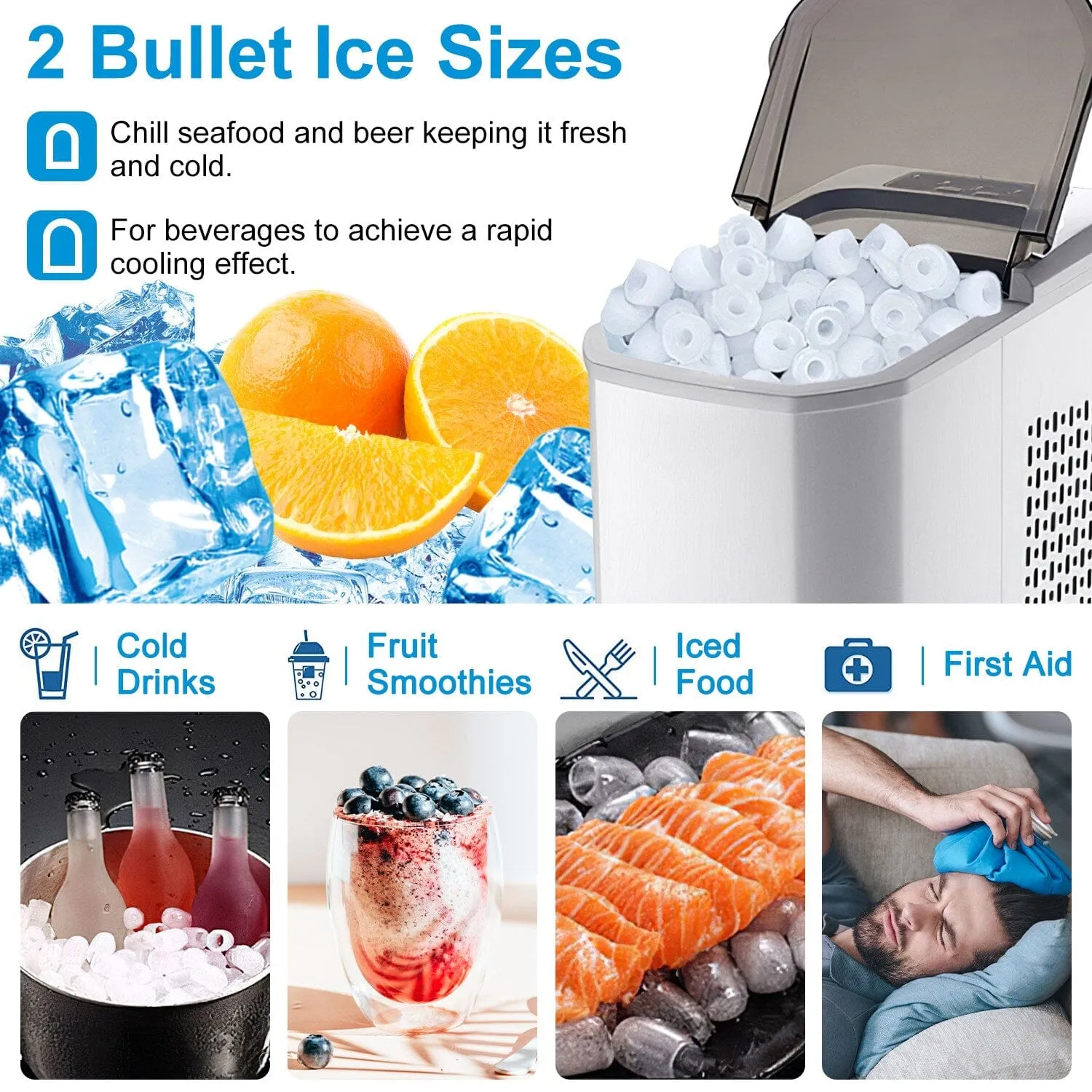 Electric Countertop Ice Make with Ice Scoop Basket Self Cleaning