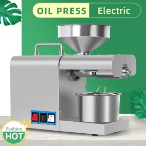 Electric Oil Press Machine – Stainless Steel Oil Extractor for Home Use, Cold/Hot Press, Easy to Operate, High Efficiency for Seeds, Nuts, and Grains - 820W Home Use