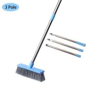 Floor Scrub Brush with Long Handle - 48" Stiff Bristle Shower Deck Brush, Long Handled Grout Scrubbing Brushes for Cleaning Tile, Bathroom, Tub, Bathtub and Patio (silver)