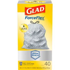 Glad ForceFlex MaxStrength™ Our Strongest Kitchen Bags 13 Gallon White (13 Gallon, White)