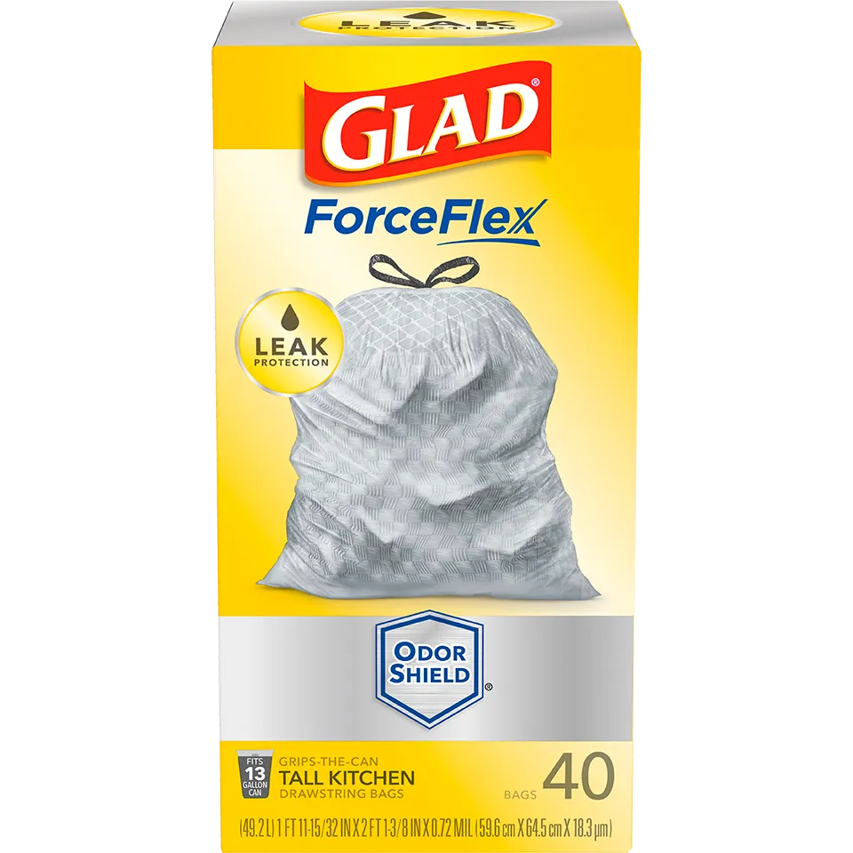 Glad ForceFlex MaxStrength™ Our Strongest Kitchen Bags 13 Gallon White (13 Gallon, White)