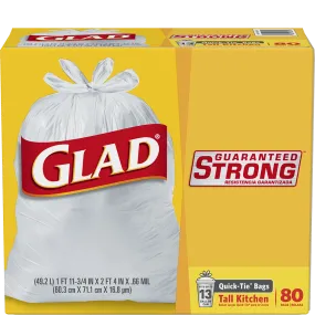 Glad Tall Kitchen Quick-Tie Bags 13 Gallon 90 Ct.