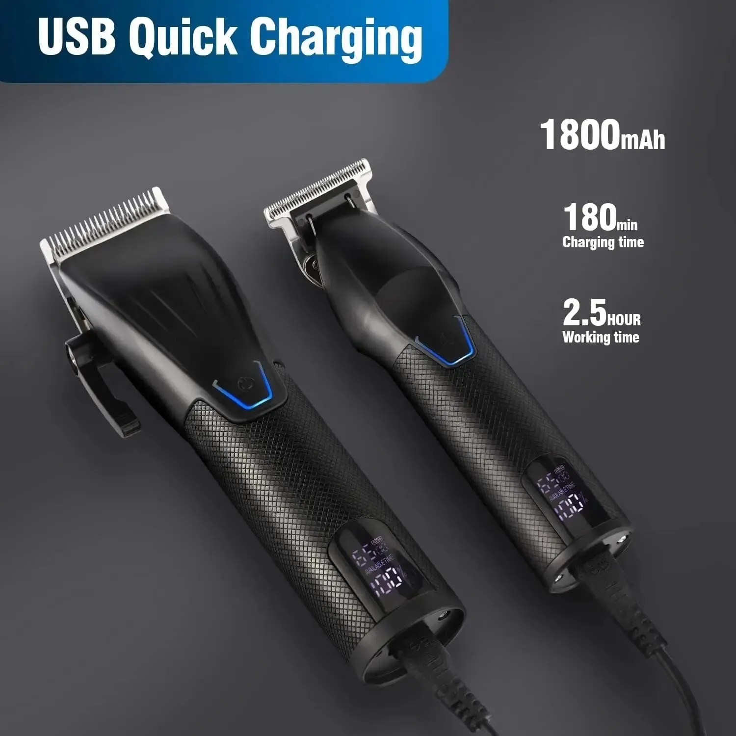 Hair Clipper Professional Hair Clipper Trimmer Set Hair Cutting Machine Cordless Barber Clipper LED Display Beard Trimmer Men
