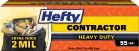 Hefty Contractor Extra Large Trash Bags Gray, 45-Gal., 22-Ct.
