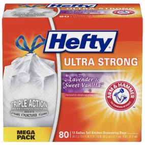 Hefty® Ultra Strong™ Tall Kitchen Trash Bags, 13 Gallon, 80 Count (Lavender & Sweet Vanilla™ Scent)