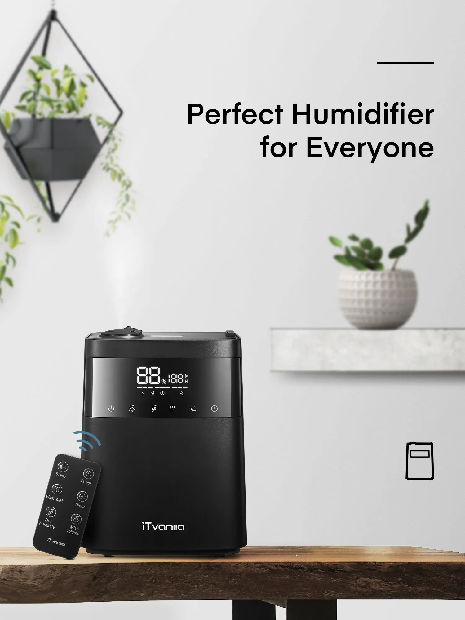 Humidifier with LED Touch Display, 5.5L Top Fill, Warm and Cool Mist for Bedroom, Customized Humidity, Sleep Mode, 12H Timer, for Living Room, Office, and Baby Room
