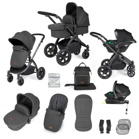 Ickle Bubba Stomp Luxe All-in-One Travel System with Isofix Base in Black/Charcoal Grey/Black