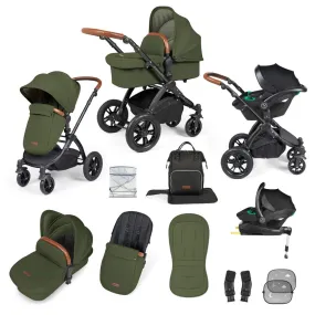 Ickle Bubba Stomp Luxe All-in-One Travel System with Isofix Base in Black/Woodland/Tan