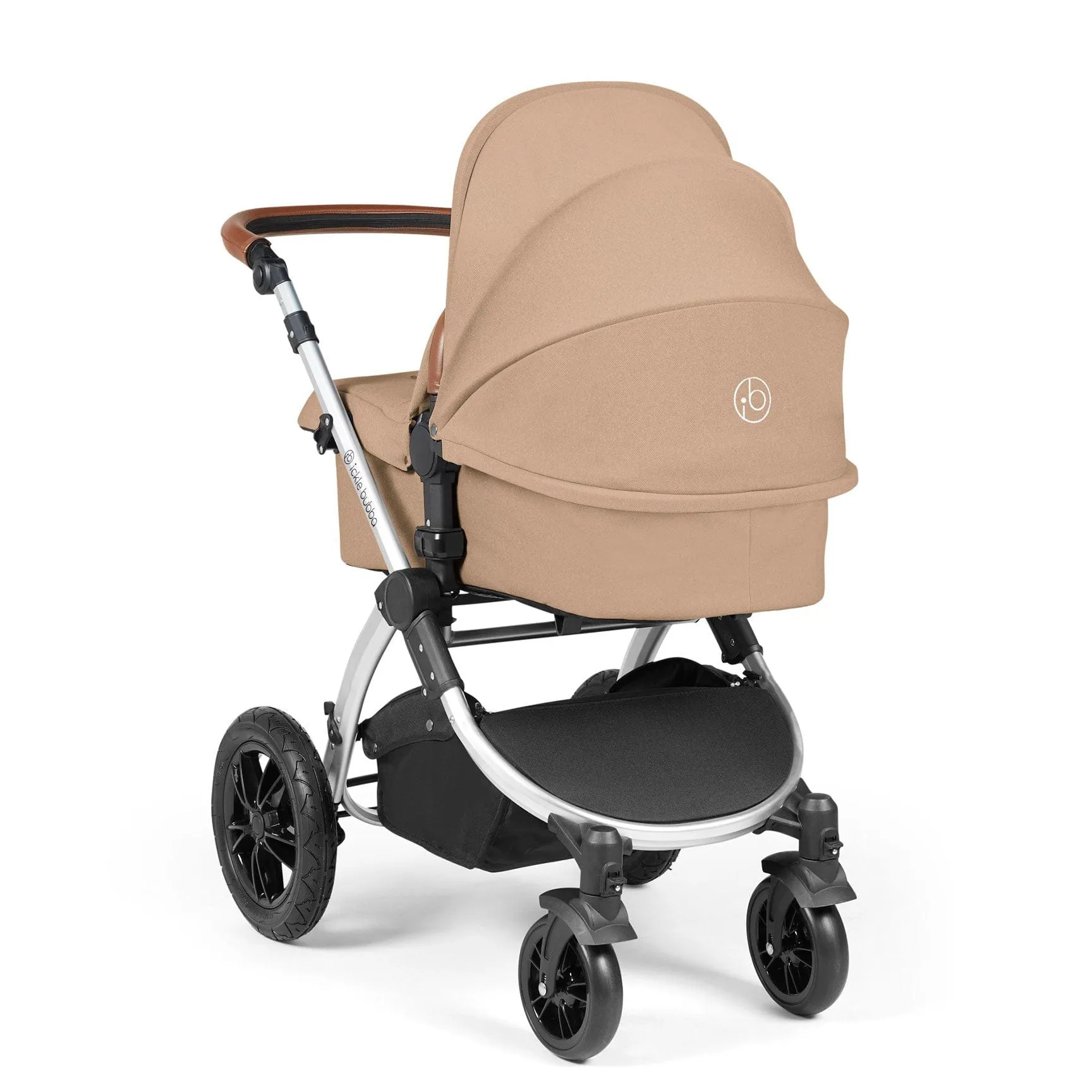 Ickle Bubba Stomp Luxe All-in-One Travel System with Isofix Base in Silver/Desert/Tan