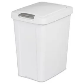 Kitchen Wastebasket, Touch Top, White, 7.5-Gal.